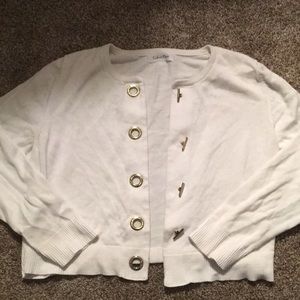 Calvin Klein white sweater with toggle buttons